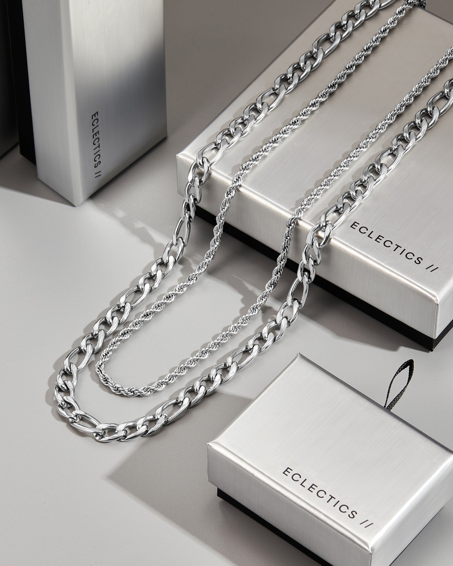 Fortress Rope and Figaro Chain Necklace