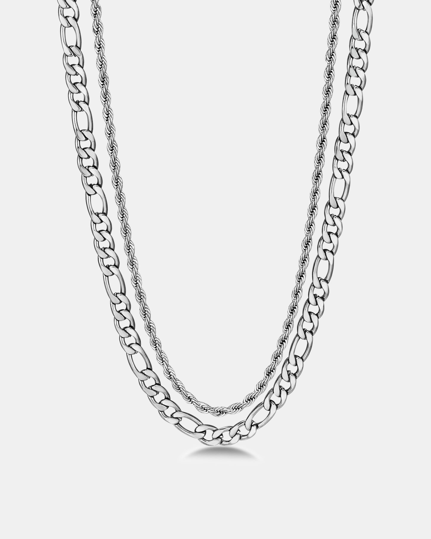 Fortress Rope and Figaro Chain Necklace