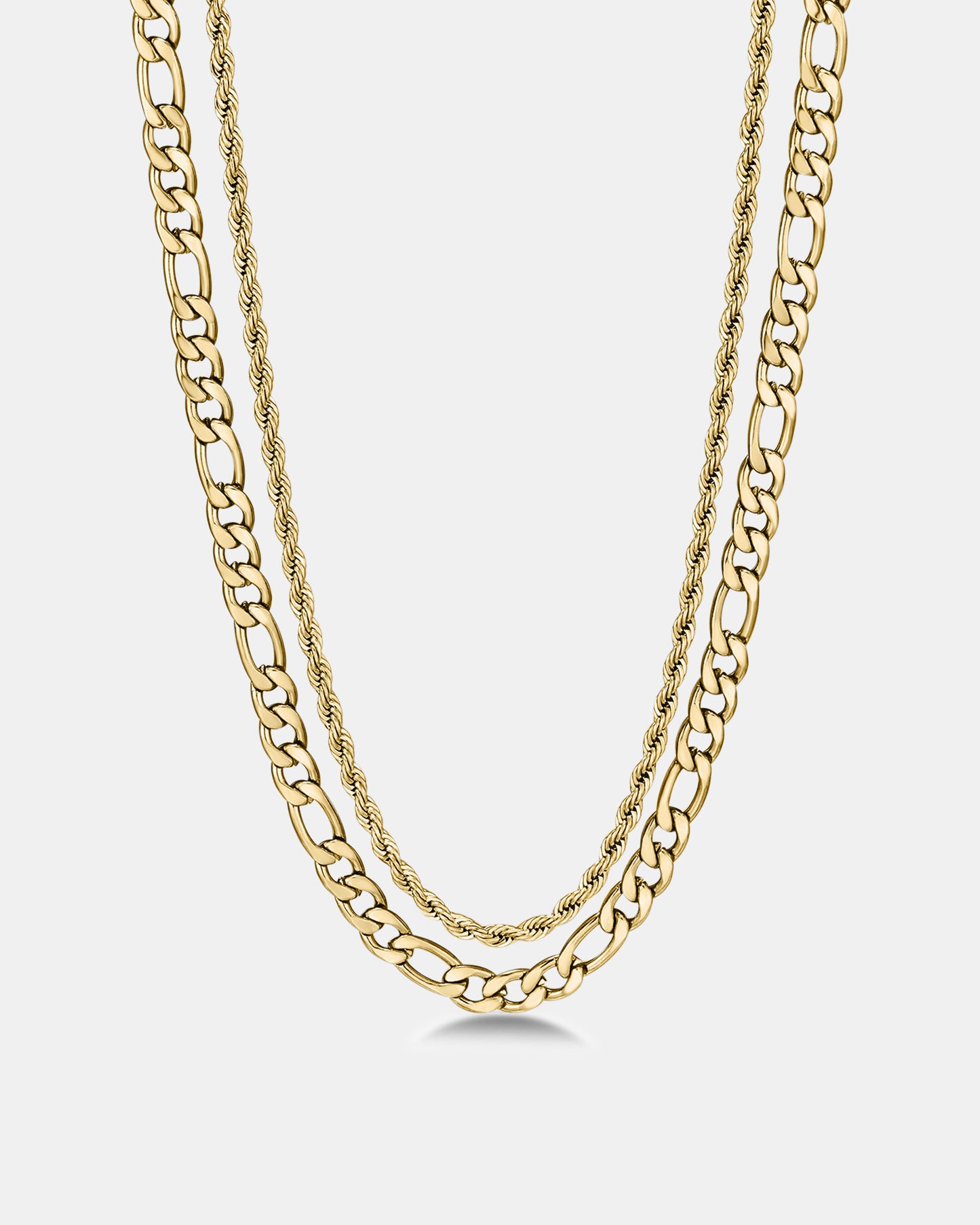 Fortress Rope and Figaro Chain Necklace