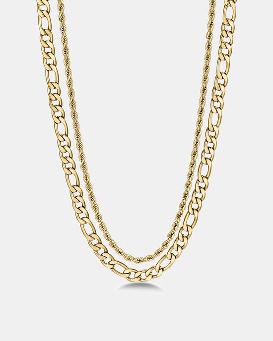 Fortress Rope and Figaro Chain Necklace